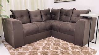 Conjunto de sofá de canto 2 x 3 lugares Félix – Marrom/Floral Flex