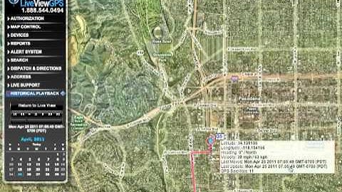 GPS System - Historical Playback - Sample Screen Shot - See Exactly Where A Vehicle Has Been