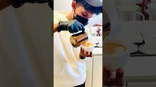 How to make flat white art #viral #latteart #foryou #coffee #youtubeshorts #copyrightfree