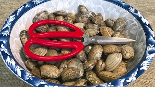 洗花蛤时，切记别直接放盐了，老渔民教你一招，花蛤疯狂快速吐沙【楠妹厨房】