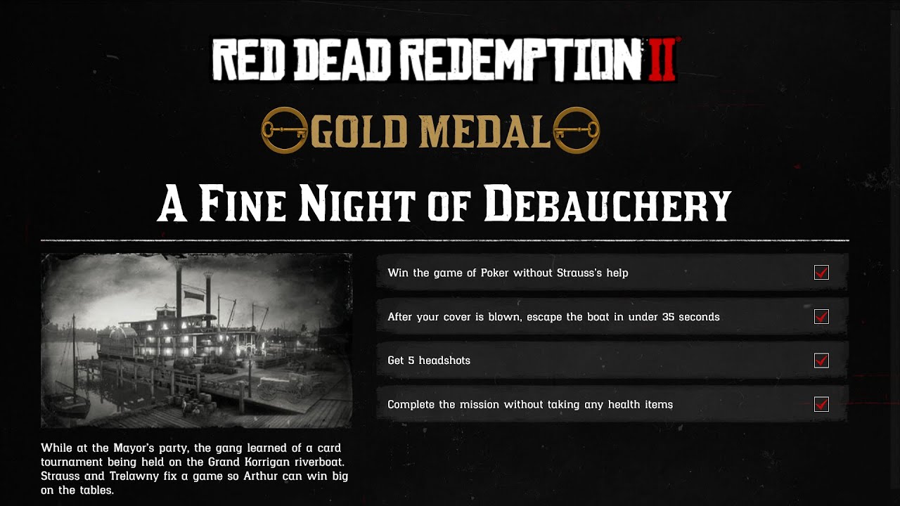 Red Dead Redemption 2 Story Missions A Fine Night Of Debauchery Gold Red Dead Redemption Redemption Missions [ 720 x 1280 Pixel ]