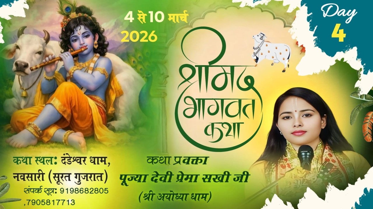 LIVE 🔴 DAY-4 || श्रीमद् भागवत कथा || पूज्या प्रेमा सखी जी || ग्राम - दण्डेश्वर , नवसारी गुजरात