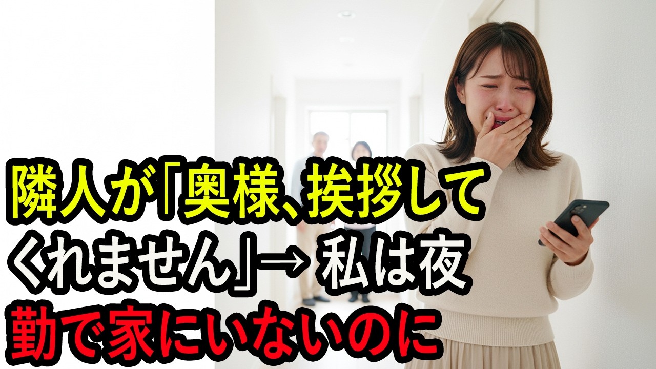 隣人が「奥様、挨拶してくれません」→ 私は夜勤で家にいないのに