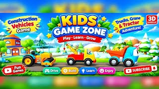 🚜 Amazing Construction Vehicles Game for Kids | Truck, Crane & Tractor Gameplay 🎮 screenshot 1