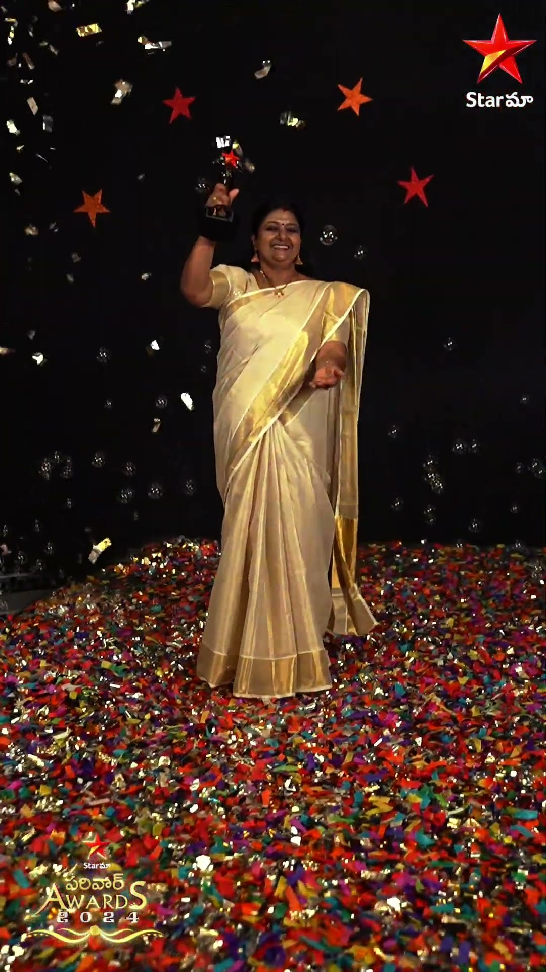 A huge congratulations to Anila for winning at the Star Maa Parivaar Awards! ??  #SMPA2024