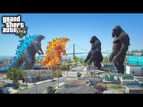 Team Godzilla Vs Team Kong King Kong Epic Battle GTA V Mods 