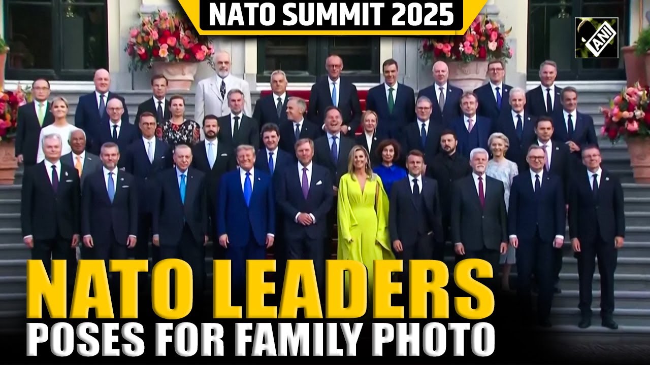 Trump, Meloni, Macron among NATO leaders pose for family photo in the ...