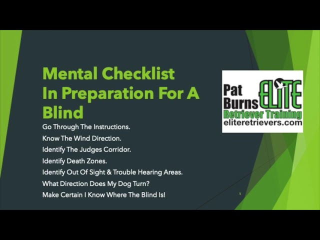 "Pre-Snap" Checklist for Blinds - Part 2