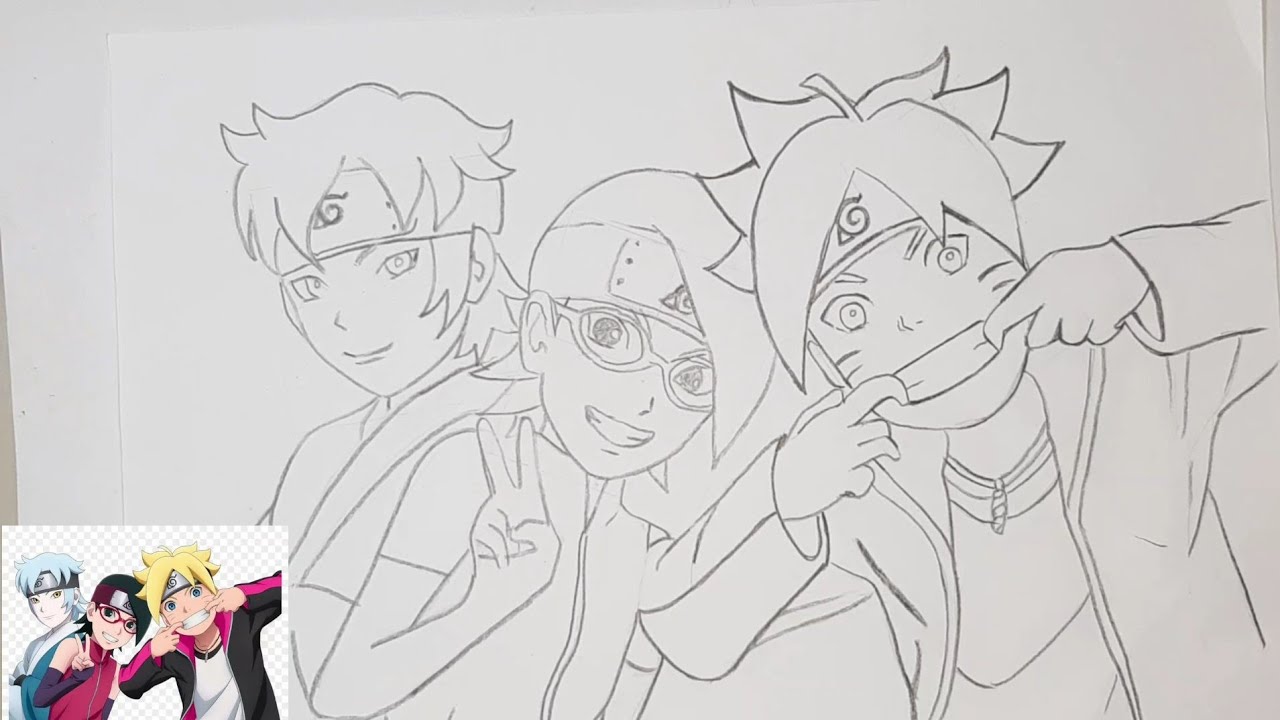 Desenhando Boruto, Sarada e Mitsuki - Full Power 