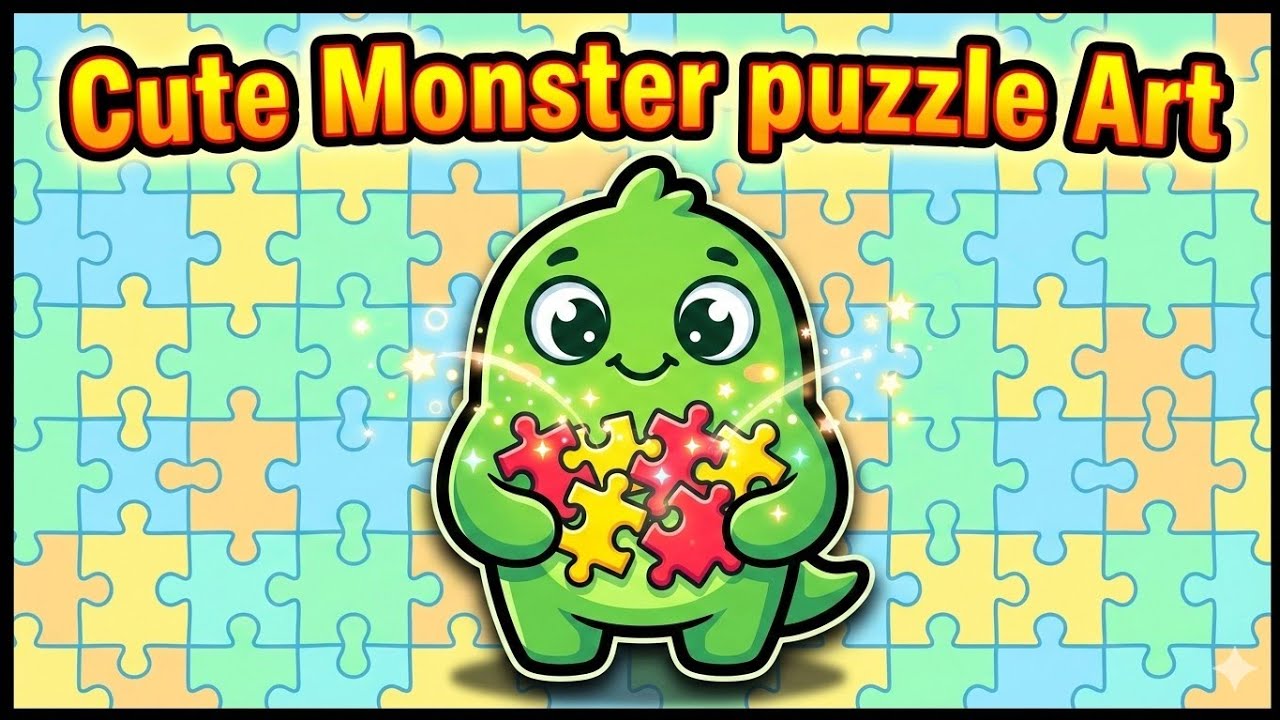 How to Draw a Cute Puzzle Monster! 🖍️✨ Jigsaw Puzzle Art 🧩🎨