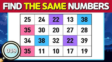 🔎Number Search | Find Duplicate Numbers | find the same letters | brain training | #009
