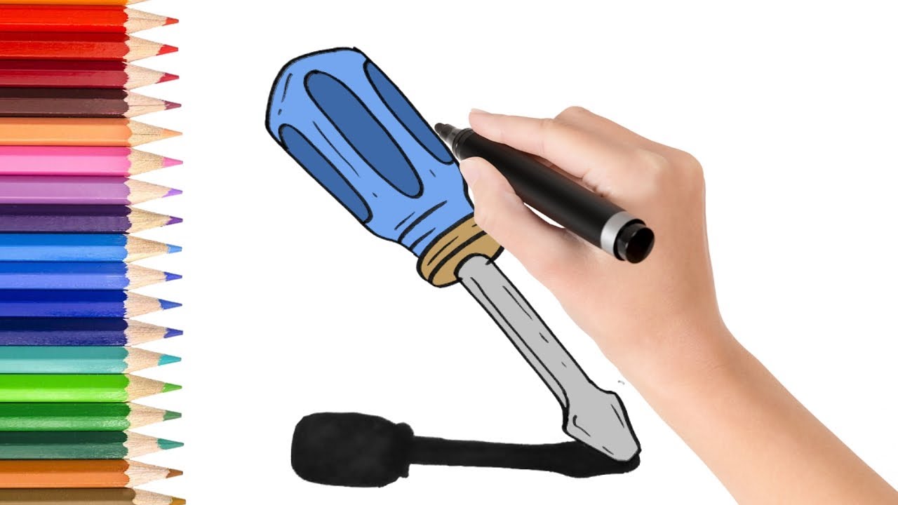 How to draw a cartoon screwdriver - YouTube