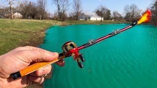 BBQ LIGHTER Rod Hooks Into the MYSTERY POND MONSTER!!!!