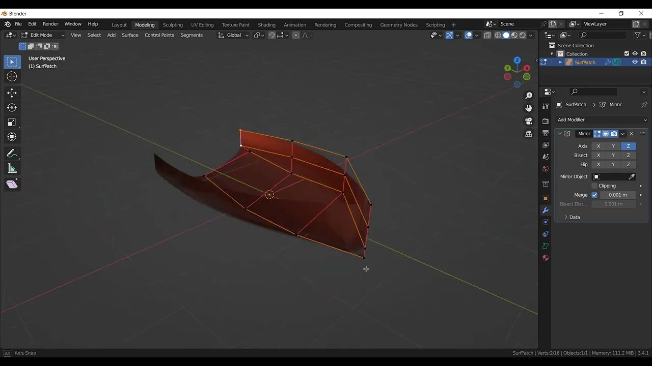How to make a boat hull using NURBS in Blender