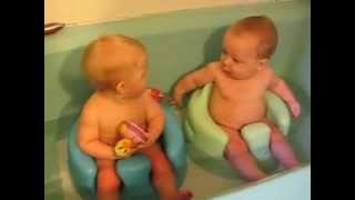 Bath time with the twins
