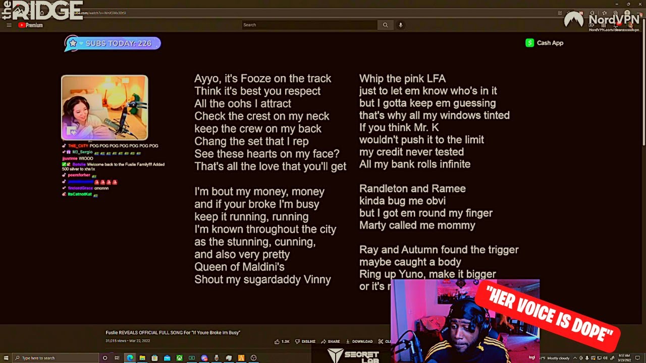 Dean Reacts to FUSLIE NEW SONG! | No Pixel 3.0 GTA RP