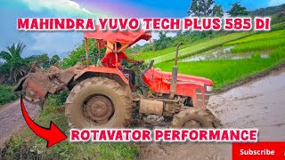 Mahindra yuvo tech plus 585 di old model 4 wd tractor rotavator performance#viralvideo #trending