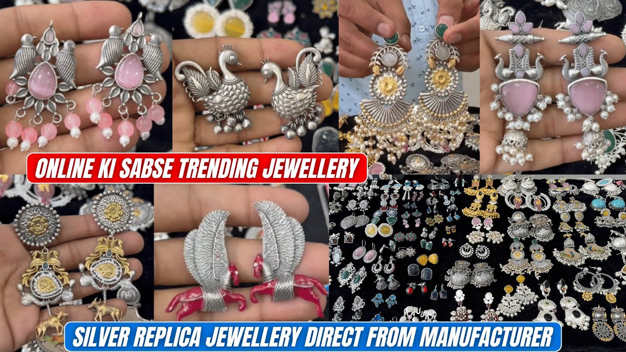 Jaipuri Premium Silver Replica Earrings Jhumkas Necklace Manufacturer