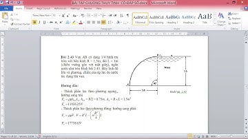 Cơ lưu chất - Hướng dẫn giải Bài tập Chương Thủy tĩnh - Lực tác dụng lên thành cong - 1