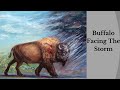 Buffalo Facing The Storm- The Story and Painting