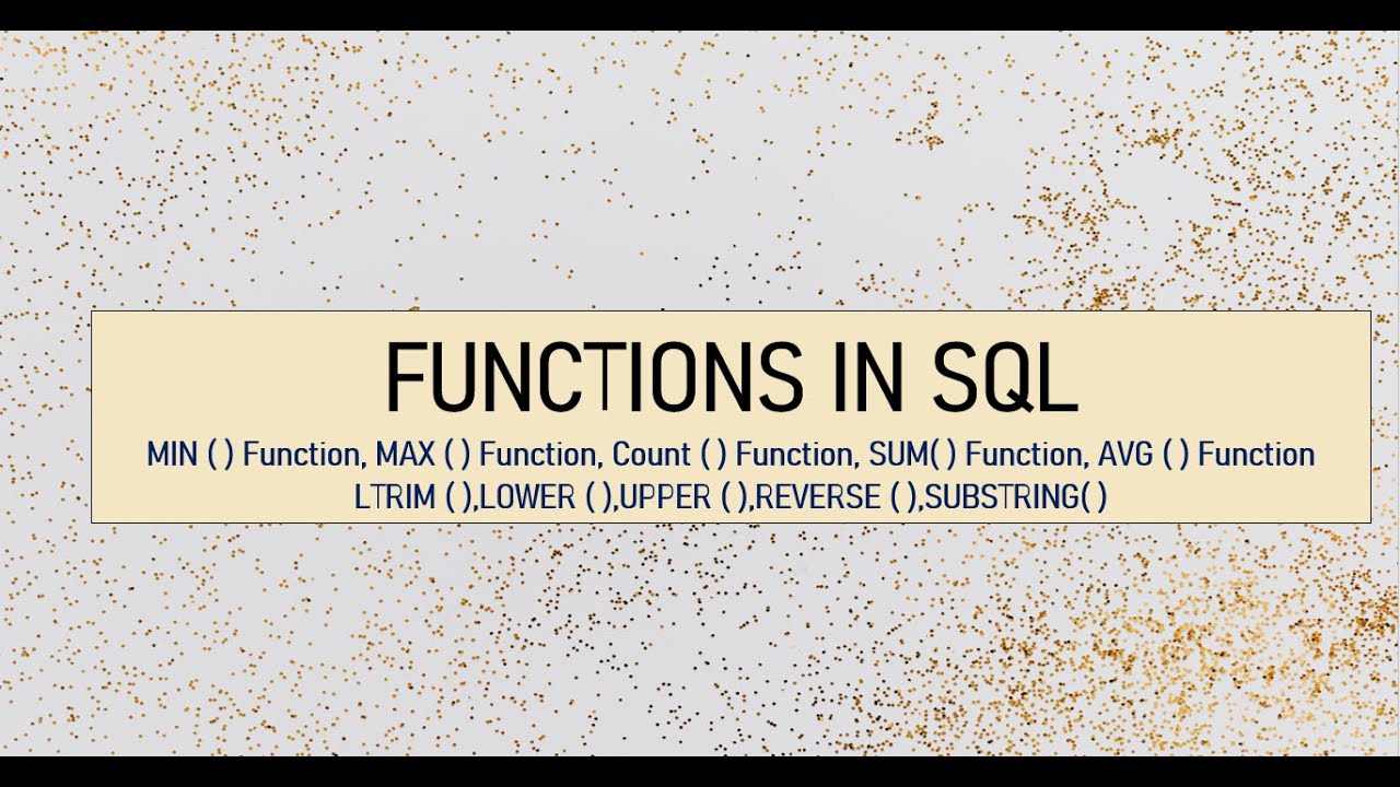 FUNCTIONS in SQL | Microsoft SQL Server | Analytics - YouTube