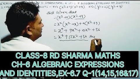 CLASS-8 RD SHARMA MATHS, CHAPTER-6,EX-6.7ALGEBRAIC EXPRESSIONS AND IDENTITIES,Q-1(14,15,16&17)