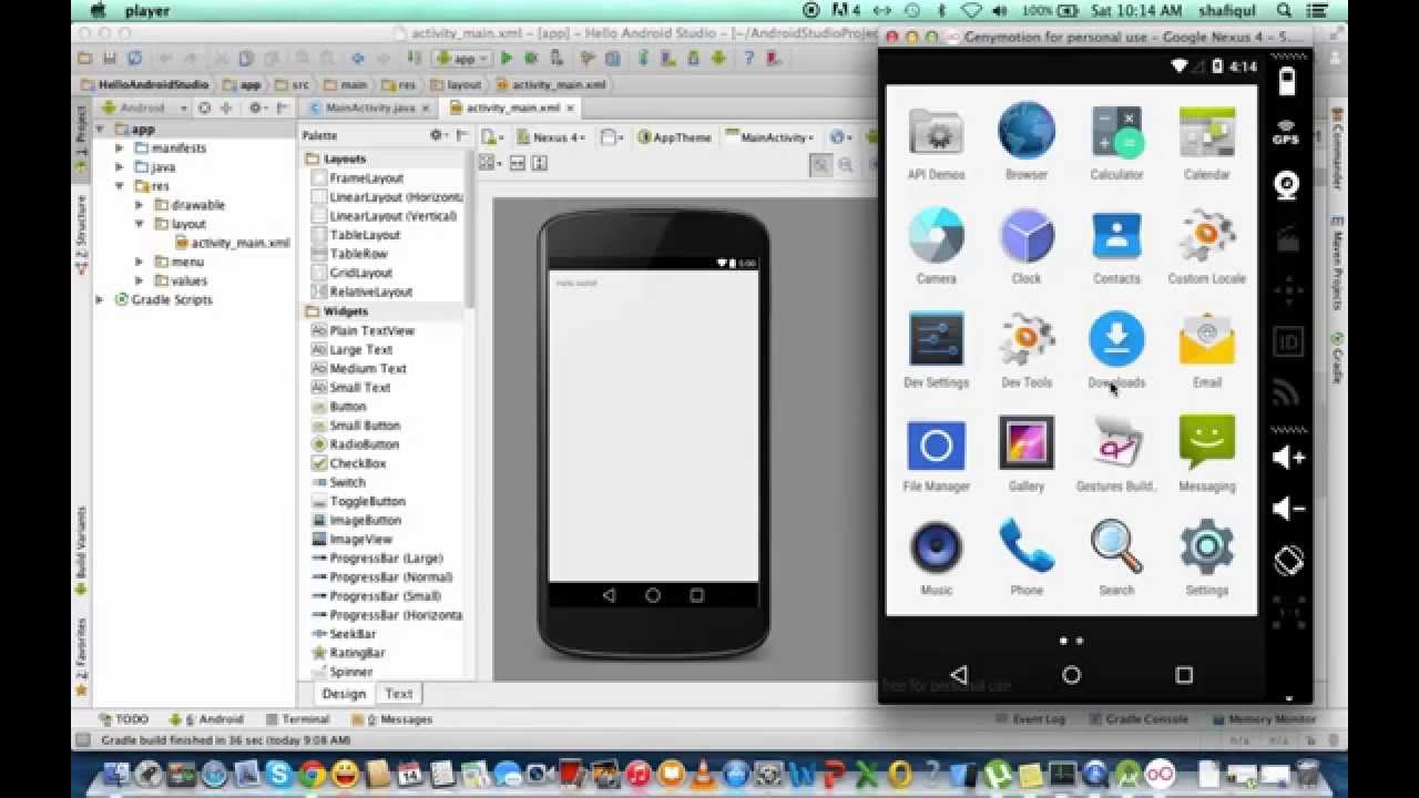 install android studio on a mac and emulator