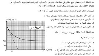تمرين شامل يخص المتابعة الزمنية لتحول كيميائي عن طريق قياس الناقلية ( بكالوريا 2024)