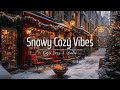 Cozy Winter Bookstore Jazz Ambience • Warm Lights &amp; Snowy Street at Night