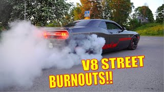 MUSCLE CARS Smoky Burnouts \& Loud V8's!! - Kerava Cruising 6\/2022