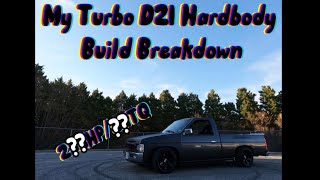 My Turbo Nissan D21 Hardbody Build Breakdown #d21  #hardbody #minitruck #ka24e *build list in desc*