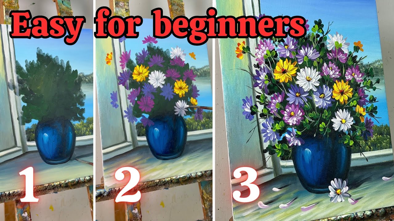 EASY For Beginners / Flower Painting - YouTube
