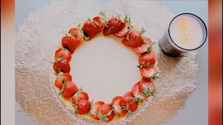 تشيز كيك بصلصة الفراولة الطازجة🇺🇸 Cheesecake with Fresh Strawberry Sauce👍🏻