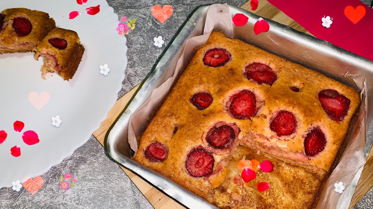 strawberry-tea-cake-easybutterteacake-eggless-butter-tea-cake-recipe