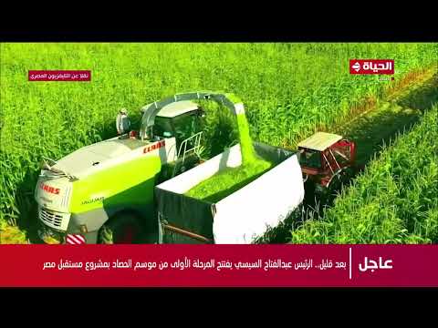 الرئيس عبد الفتاح السيسي يفتتح المرحلة الأولي من موسم الحصاد بمشروع مستقبل مصر