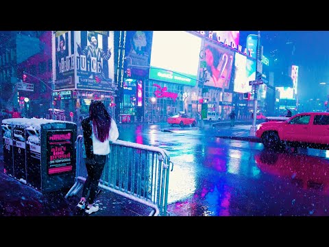 NYC Early Morning Snowfall - 5th Avenue, Rockefeller Center, Times Square