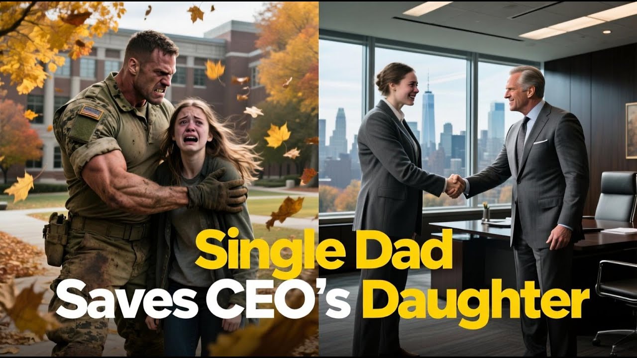 Single Dad Soldier Saves CEO’s Daughter from College Bully | Heartwarming Hero Story