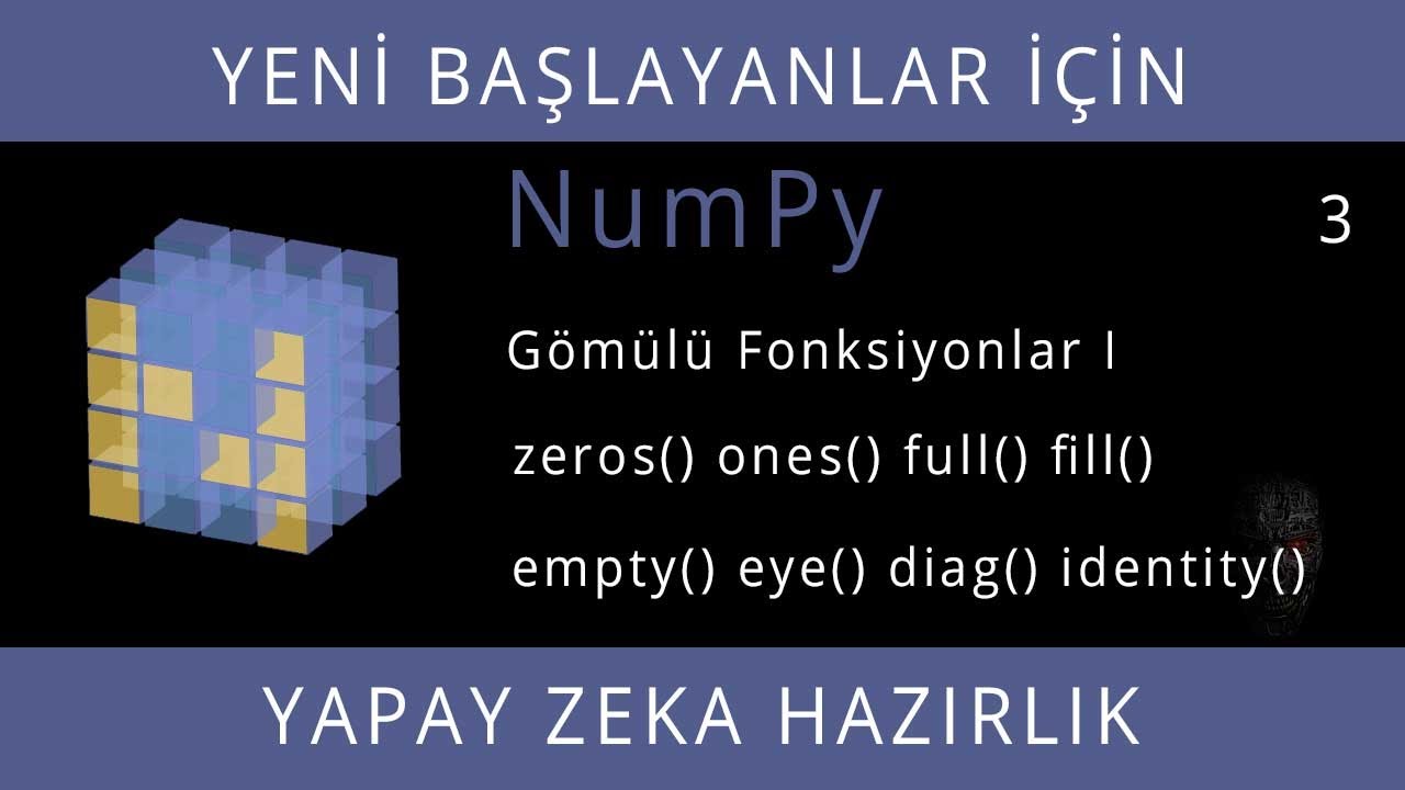 Yeni Başlayanlar İçin NumPy - Ders 3 - Gömülü Fonksiyonlar I, ones ...