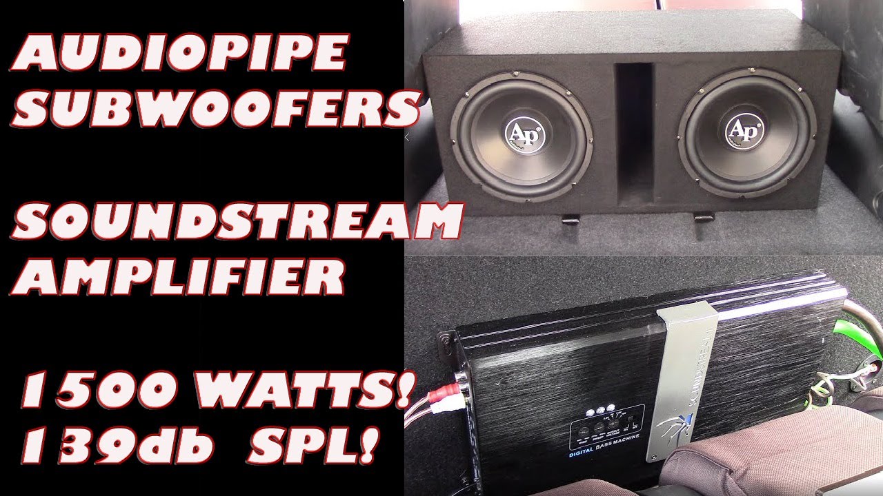 Car Audio Audiopipe 12" TSPP312D4 subwoofers and Soundstream BXA1