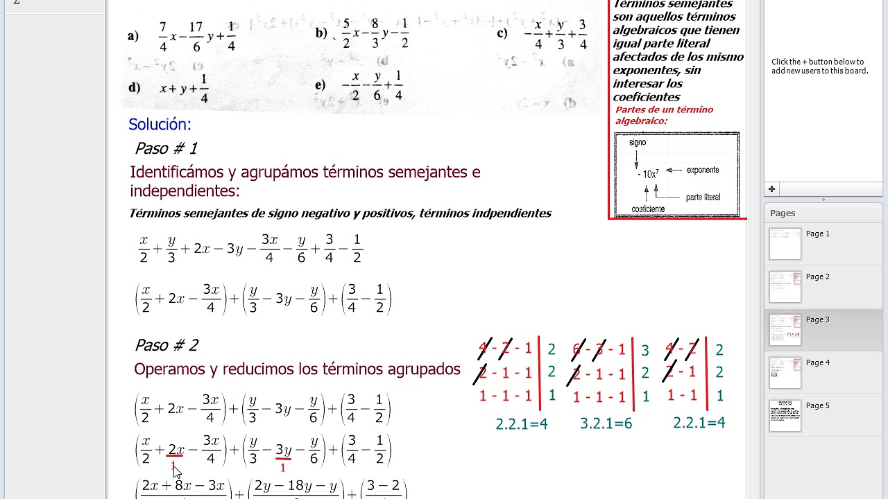 Algebra Reducción de Términos Semejantes Ejercicio 09