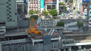 JR渋谷駅埼京線ホーム直上デッキの建設状況（2021年4月3日）