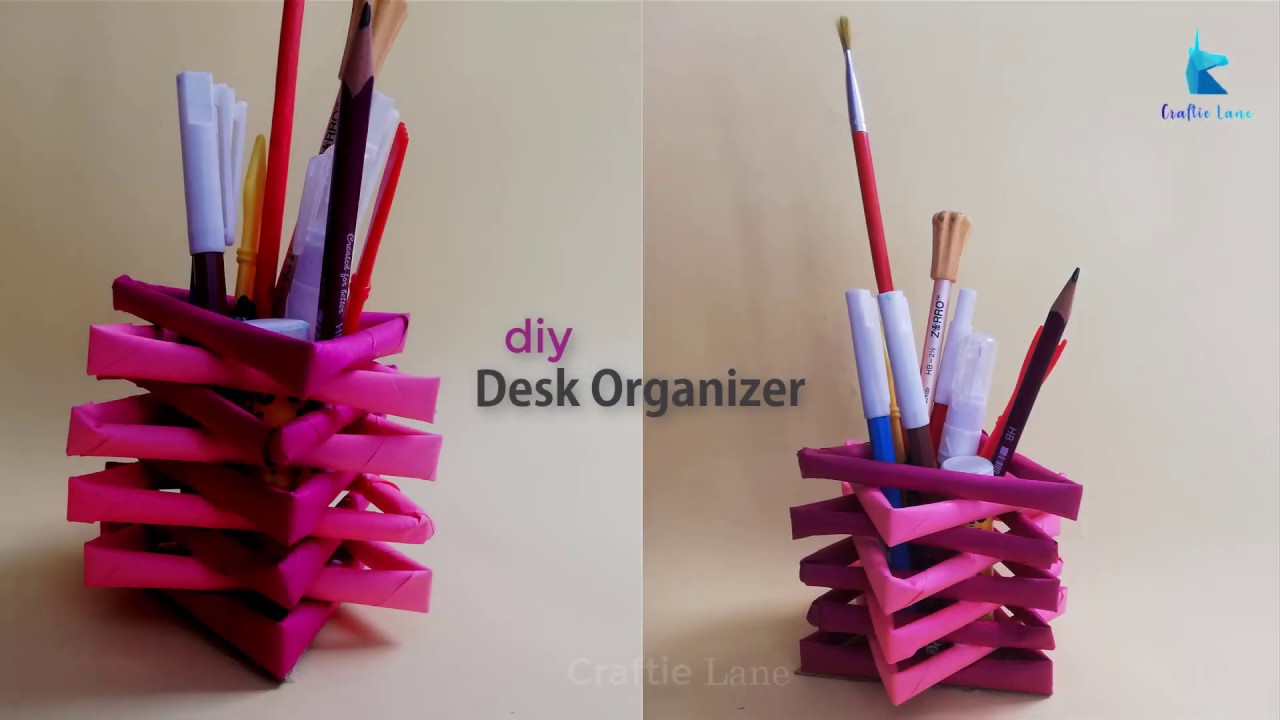 Desk Organizer | DIY Easy Way to Make a Desk Organizer| Tutorial - YouTube