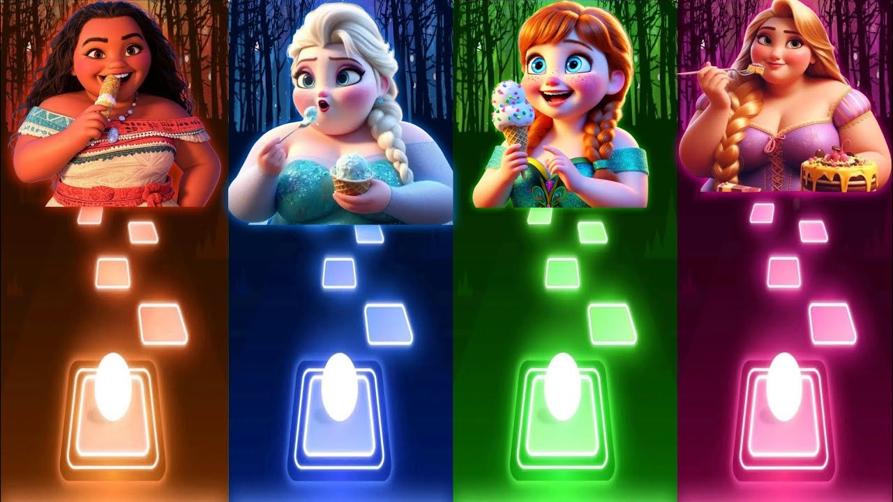 Moana How Far I'll Go | Let It Go Elsa | Do You Want to Build a Snowman | Fat disney Princesses Fun