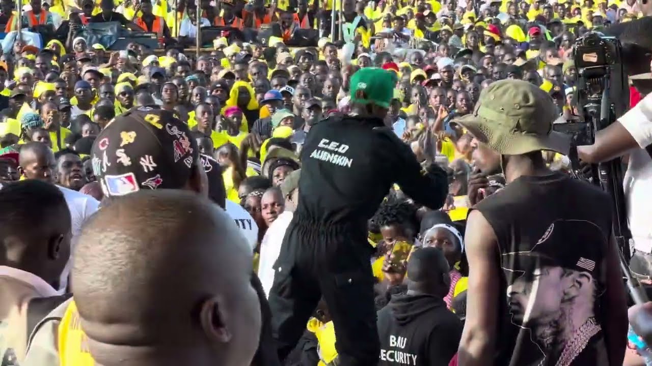 Alien Skin performing at NRM nominations rally Kololo Airstrip.