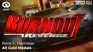 Burnout Revenge - Rank 1: Harmless | All Gold Medals (Full Game Walkthrough / 1080p@60fps)
