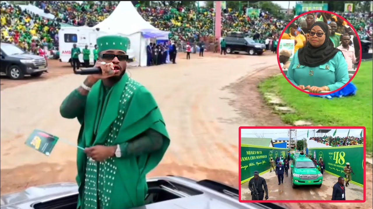 DIAMOND AFANYA KUFURU DODOMA AFANYA SHOW KWENYE GARI YA V 8 AUINGIZA MSAFARA WA RAIS SAMIA