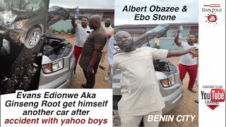 Albert and Ebo Stone celebrates, He don buy another car after accident with yahoo boys in Benin City