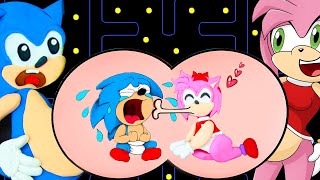 Sonic and Amy! CRAZY PREGNANT  LOVE | Pacman Stop Motion Game