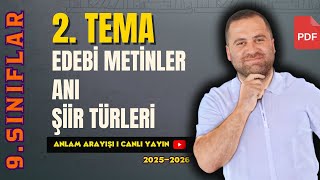 9. Sınıf Maarif Model Ücretsiz Canlı Ders Ani-Şi̇i̇r Türleri̇