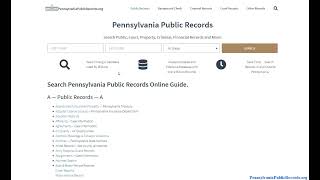 Pennsylvania Public Records (Search Criminal, Divorce, Marriage, Arrest, and Court Records Online).